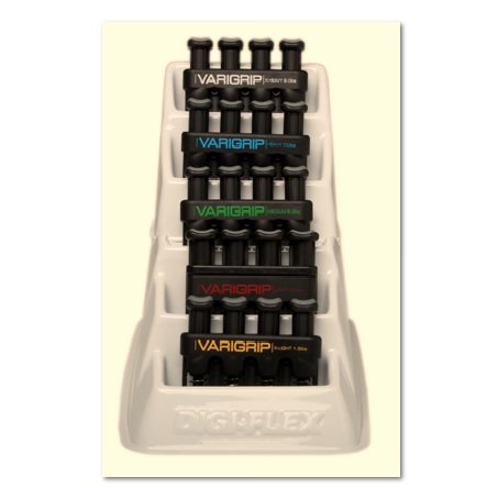 CANDO VARIGRIP HAND EXERCISER (SET OF 5) WITH PLASTIC RACK - WEIGHT: 3.0 LBS